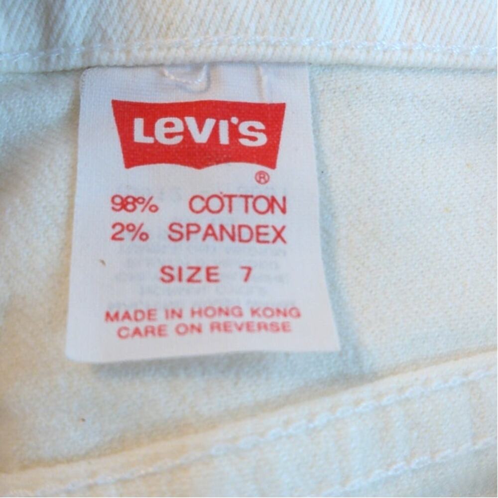 Vtg 90s Levi's 521 White Jeans Orange Tab High Rise Tight Fit Slim Leg 7 READ - Picture 10 of 16